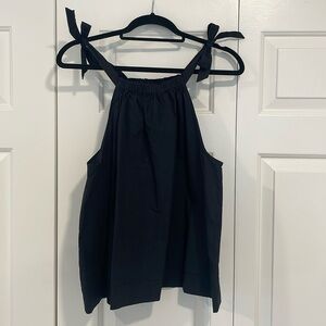 Sz M midnight navy sleeveless 100% cotton top by Who What Wear